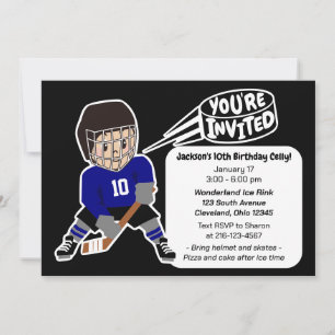Invitation Hockey Anniversaire Fun Retro Design