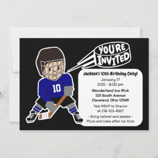 Invitation Hockey Anniversaire Fun Retro Design