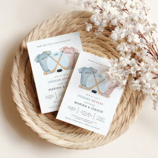 Invitation Hockey baby shower, hockey gender reveal