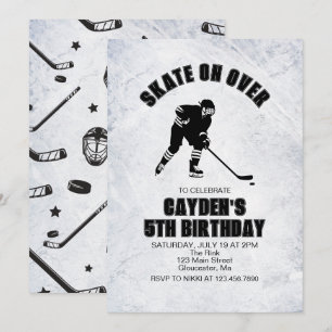 Invitation Hockey noir et blanc anniversaire