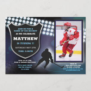 Invitation Hockey sur glace Anniversaire de la fête Sports Ph