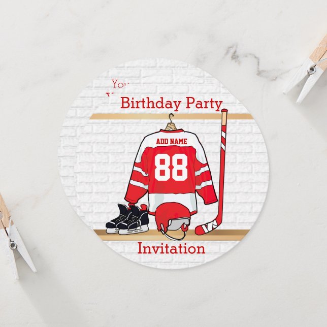 Invitation Hockey sur glace du Jersey (Devant/Arrière en situation)