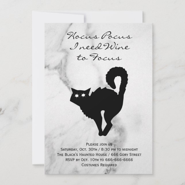 Invitation Hocus Pocus Black Cat Halloween Costume Party (Devant)