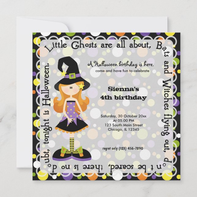 Invitation Hocus Pocus fête d'anniversaire (Devant)
