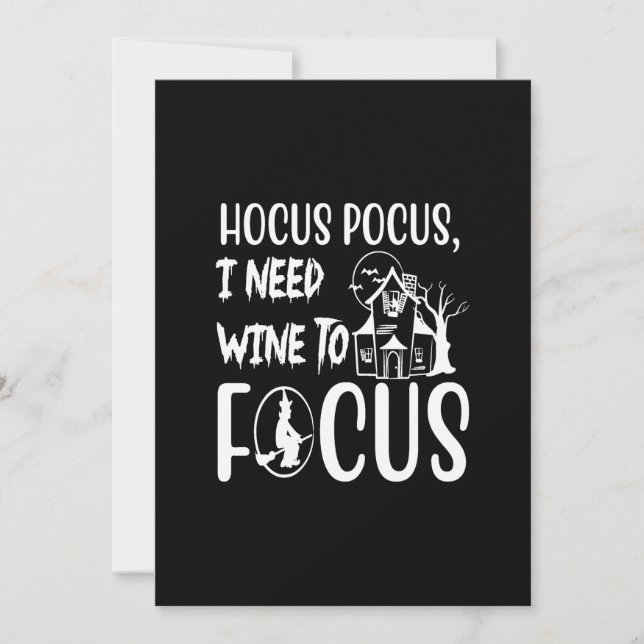 Invitation hocus pocus j'ai besoin de vin pour me concentrer (Devant)