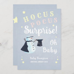 Invitation Hocus Pocus Surprise Bébé Hiver Grossesse des neig