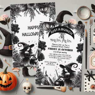 Invitation Hocus Pocus Wicked Witch Party gothique Script noi