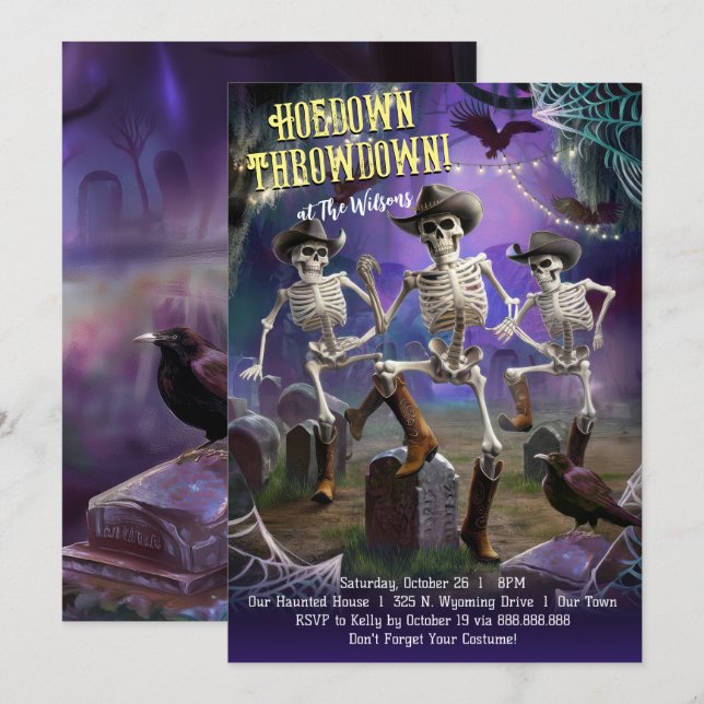 Invitation Hodown Throwdown, Halloween Dance Party (Devant / Derrière)