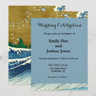 Invitation Hokusai Grande Vague Japon Océan Vintage