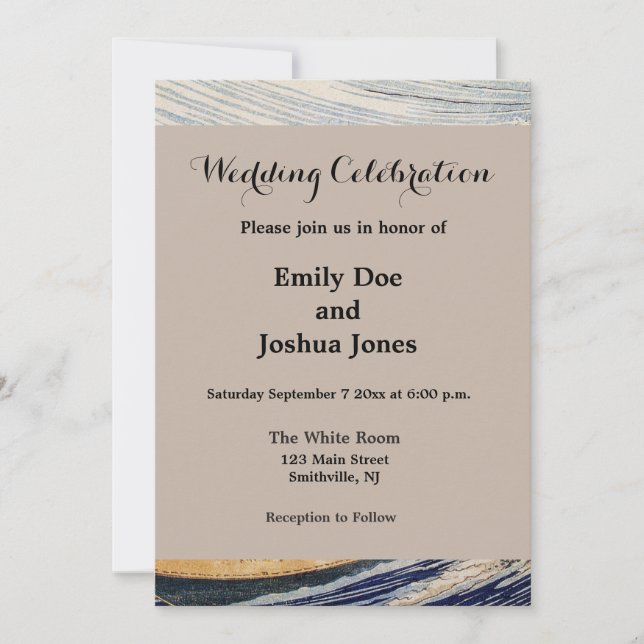 Invitation Hokusai Ocean Waves Sea Boats (Devant)