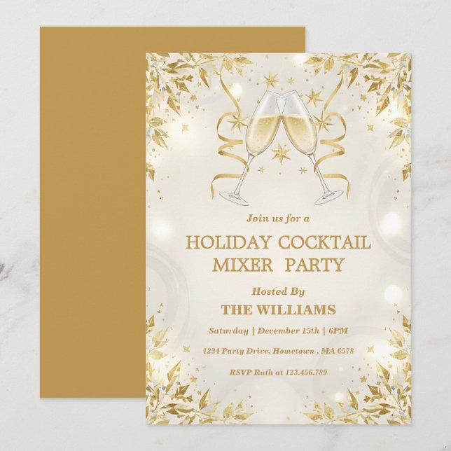 Invitation Holiday Cocktail Mixer Party (Devant / Derrière)