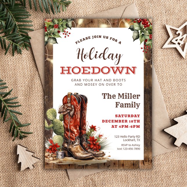 Invitation Holiday Hodown Western Christmas Party Cowboy (Créateur téléchargé)