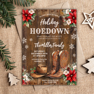 Invitation Holiday Hoedown, Western Christmas Party, Cowboy