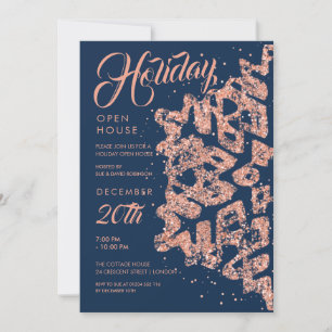 Invitation Holiday Open House Rose Gold Parties scintillant M
