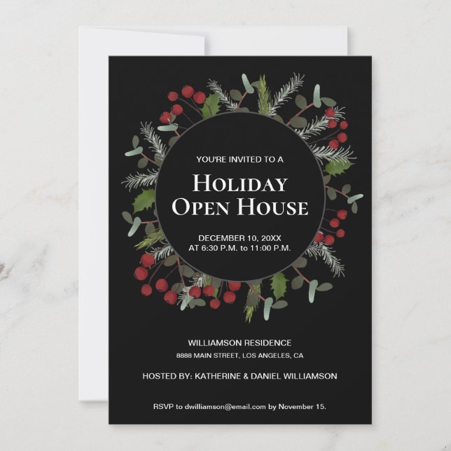 Invitation Holiday Open House sainte couronne fériée famille (Devant)