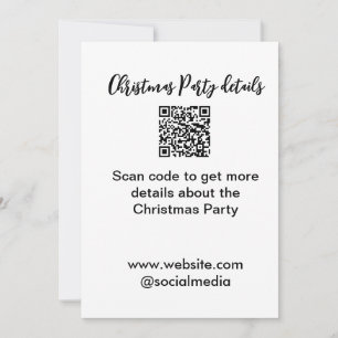 Invitation Holiday party Scan QR code détails site web social
