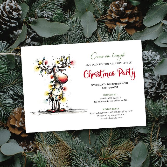 Invitation Holiday quirky reindeer Christmas party invite (Holiday quirky reindeer Christmas party invite

)