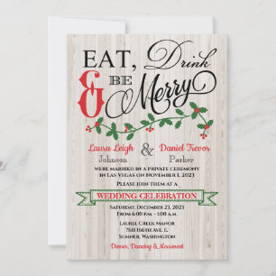 Invitation Holly, Berries, Mangez, Buvez et Soyez Mariage