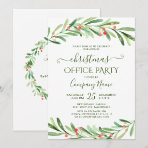 Invitation Holly Berry Branch Corporate Christmas Party
