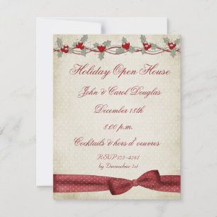 Invitation Holly Border Bow