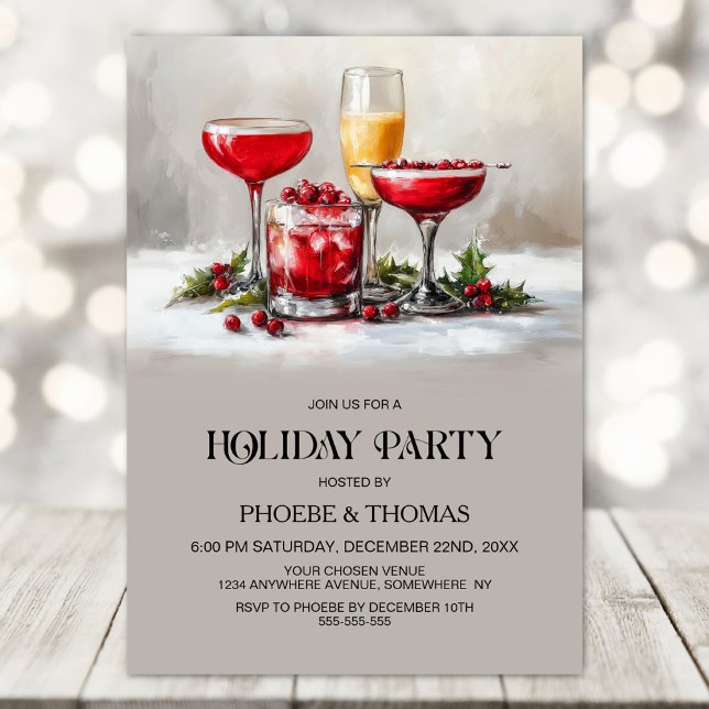 Invitation Holly Cocktails Holiday Party (Créateur téléchargé)