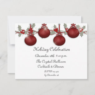 Invitation Holly de Red Ornaments