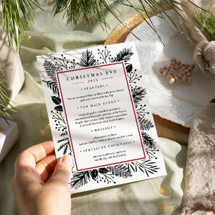 Invitation Holly et Pine   Menu du dîner de Noël personnalisé