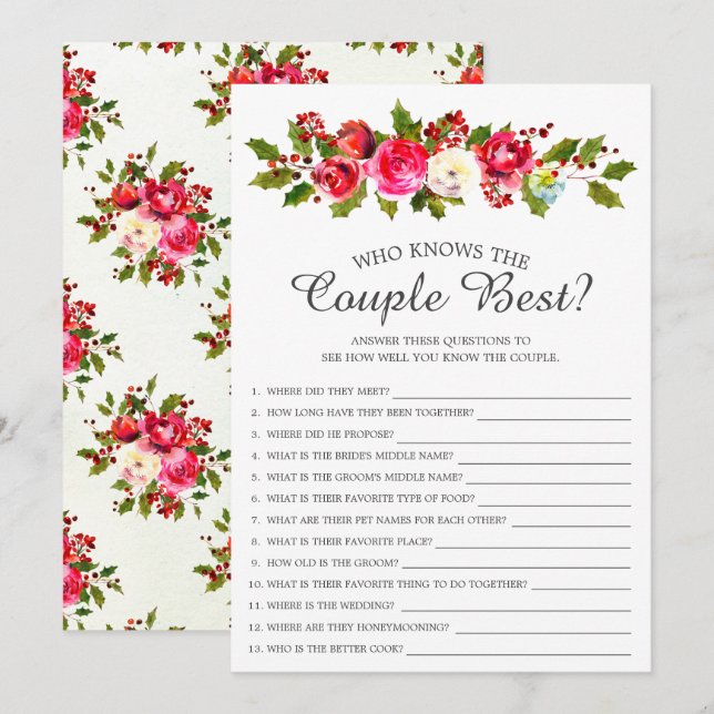 Invitation Holly Floral qui connaît le couple meilleur jeu nu (Devant / Derrière)