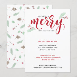 Invitation Holly & Pine Merry Little Christmas Party