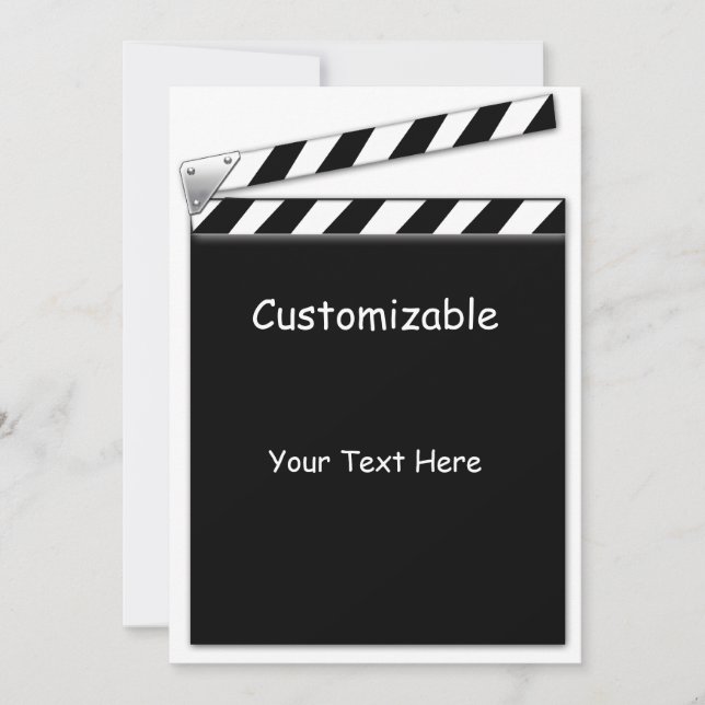 Invitation Hollywood Clapper Board Custom, Modèle Info (Devant)