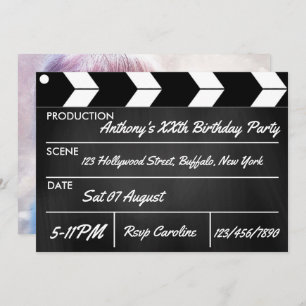 Invitation Hollywood Movie Thème Party Chalkboard
