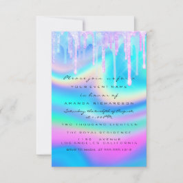Invitation Hologramme Unicorn Baby shower Girly Feet Parties 