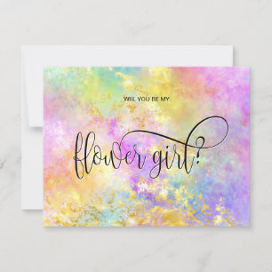 Invitation holograph opal, tu seras ma fille aux fleurs ?