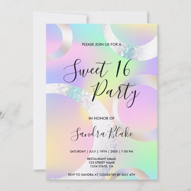 Invitation Holographe Holographique moderne Holographe couleu (Devant)