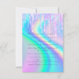Invitation Holographe Unicorne pour filles baby shower