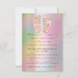 Invitation HolographGlitter Drivers Rose Gold Baby shower Pie
