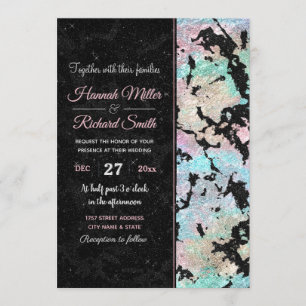 Invitation Holographie moderne et Parties scintillant noire i