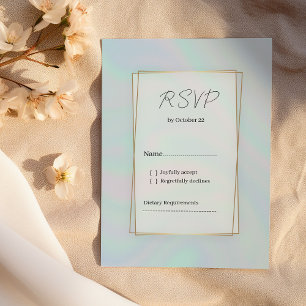 Invitation Holographique lavande pastel marbre bleu RSVP
