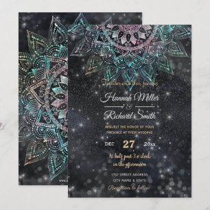Invitation Holographique magique Parties scintillant Mandala 