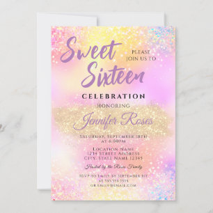 Invitation Holographique Parties scintillant Éclats doux 16 F