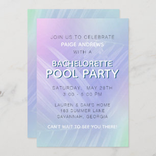Invitation Holographique Tropical Feuille Bachelorette Party