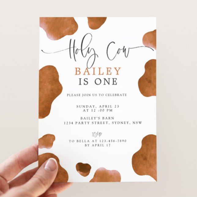Invitation Holy Cow Birthday Invitation, Brown Cow Print (Créateur téléchargé)