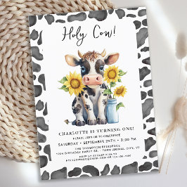 Invitation Holy Cow I'm One Sunflower Farm 1er Anniversaire