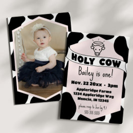 Invitation Holy Cow Photo Kid Cow Imprimer Joli Anniversaire 
