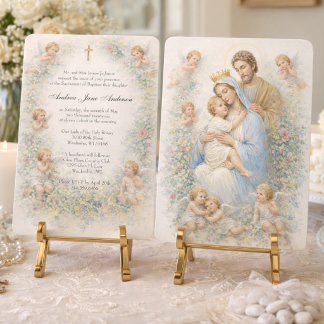 Invitation Holy Family Angels Floral Baptism Christening