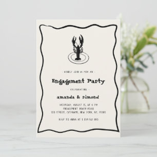 Invitation Homard Dessiné à la main Fruit de mer Thème d'enga