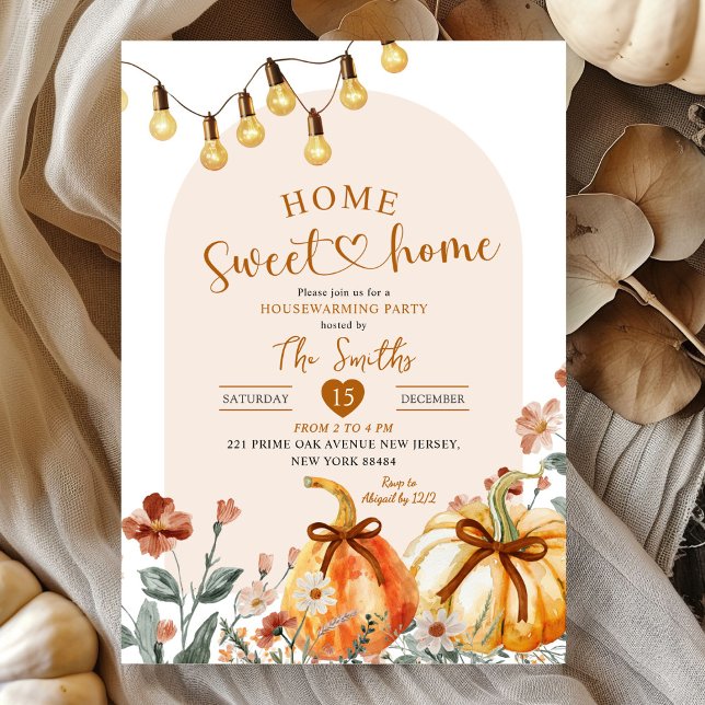 Invitation Home Sweet Home Boho Pumpkin Housewarming Party (Créateur téléchargé)
