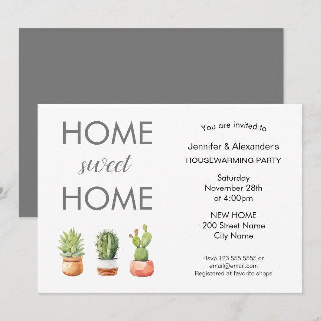 Invitation Home Sweet Home Housechauffe Party (Devant / Derrière)