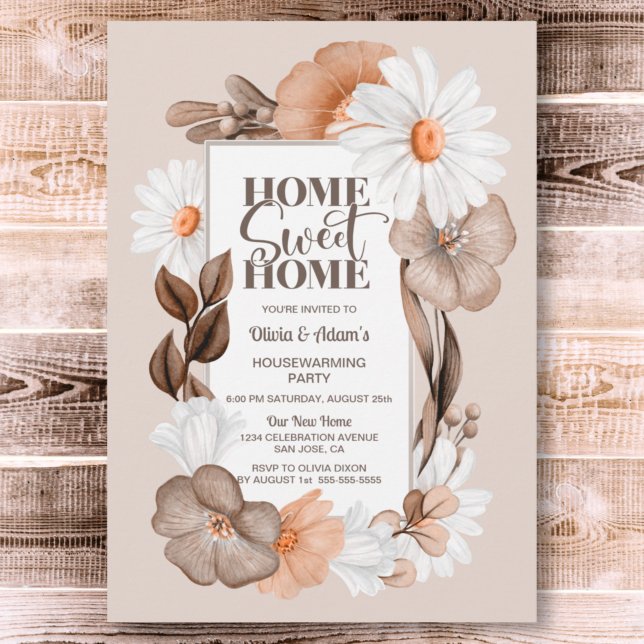 Invitation Home Sweet Home Rustic Fall Floral Houseréchauffer (Créateur téléchargé)