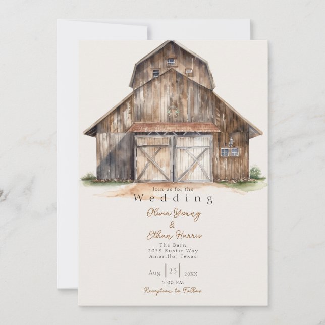 Invitation HOMESPUN - Rustic Barn Mariage (Devant)